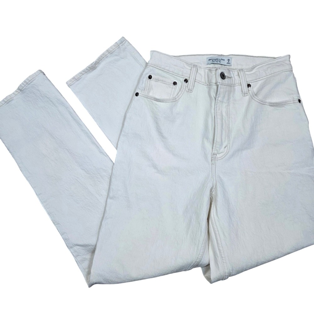 Abercrombie & Fitch White Straight Leg Jeans - Picture 2 of 9